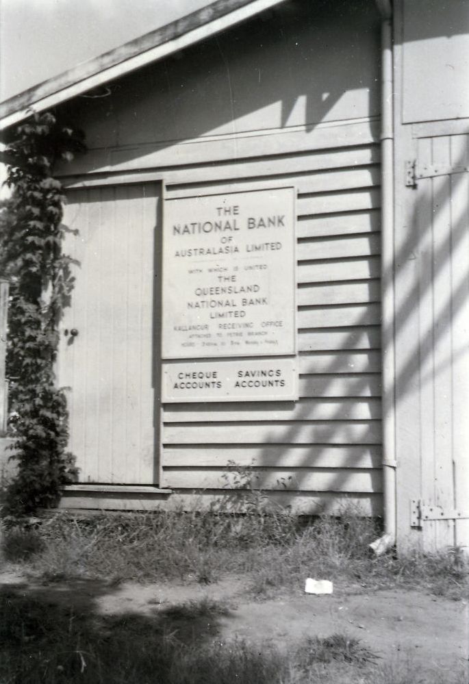 Kallangur National Bank office which opened in a shop front only two days a week, 1964
