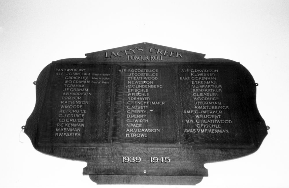 Lacey's Creek Honour Roll 1939-1945