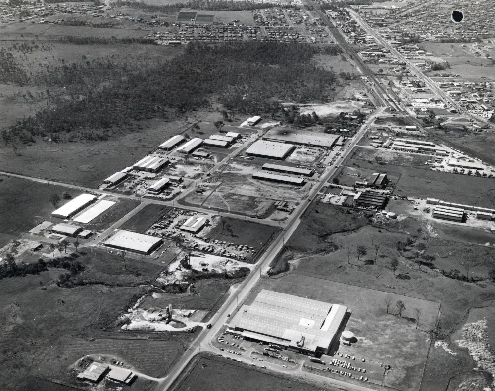 Aerial photograph showing early development of the Brendale Industrial Estate, October 1975