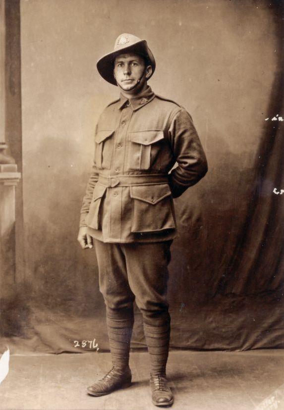 Private Luke Coe (1888-1917) in World War 1 (WWI) uniform, 1916