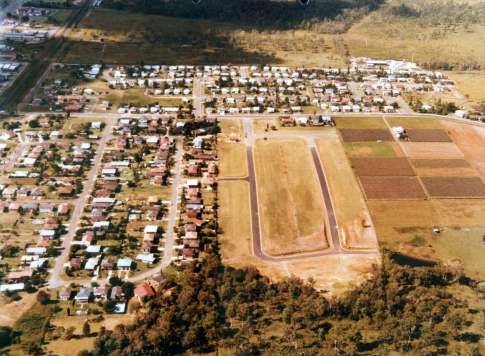 Aerial photograph of housing developments along Samsonvale Road Strathpine