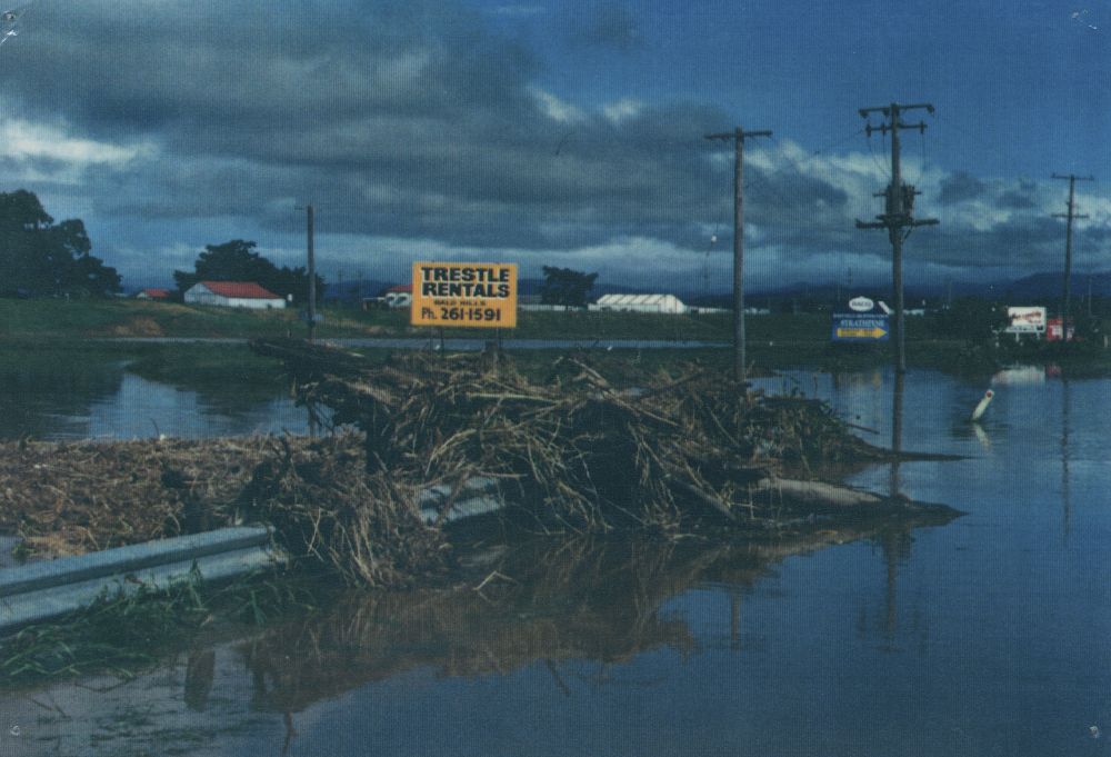 Flood waters over Bald Hills flats, 1983