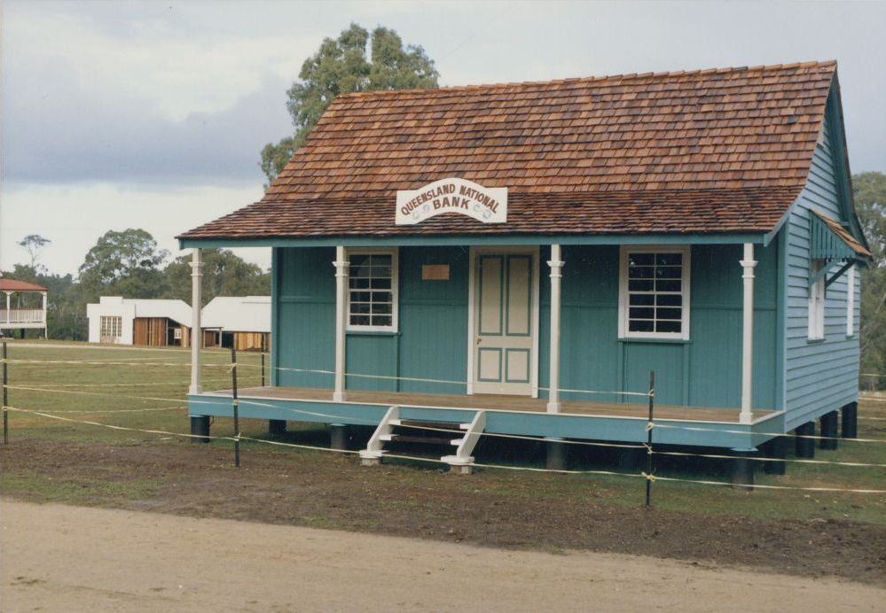 North Pine Country Park - replica of the North Pine Branch of the Queensland National Bank, ca. 1993