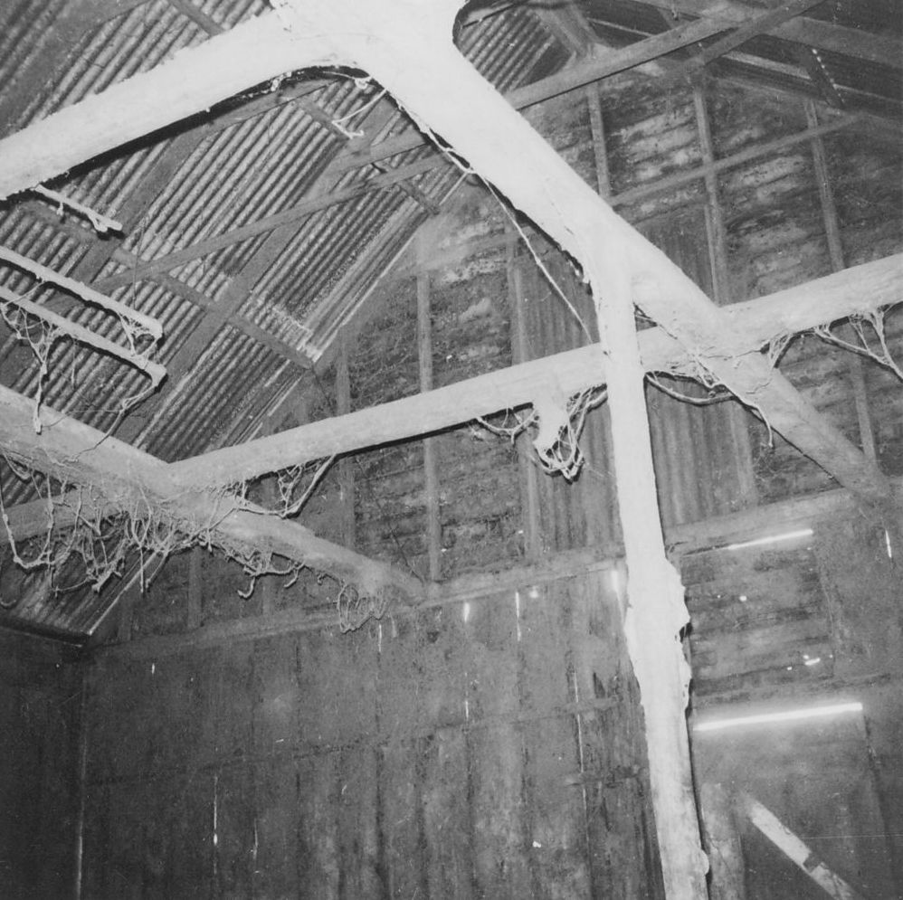 Slab barn on property owned by Owen Leis, Woodford Road Dayboro, 1976