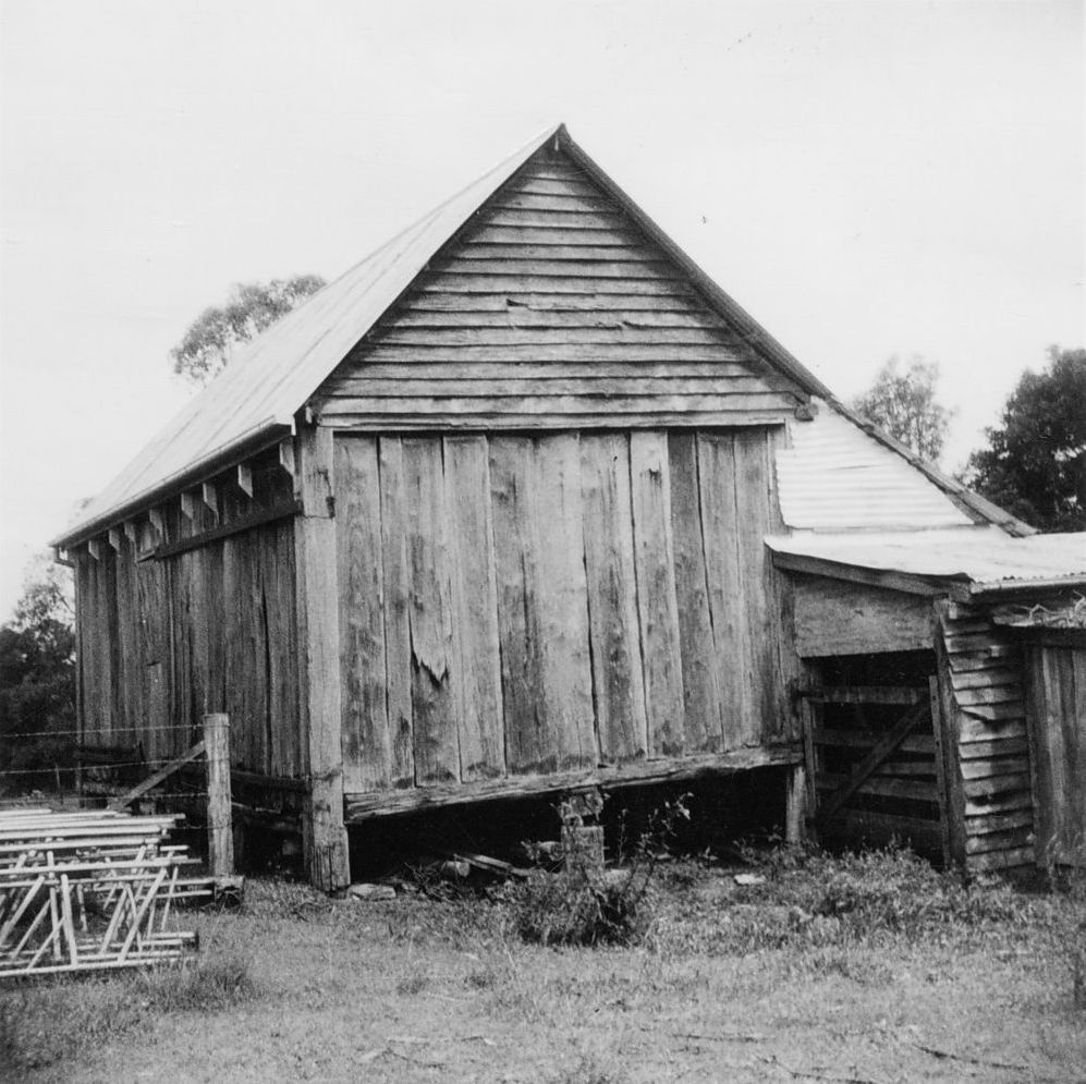 Slab barn on property owned by Bradley family, Dayboro Road, Dayboro, 1976