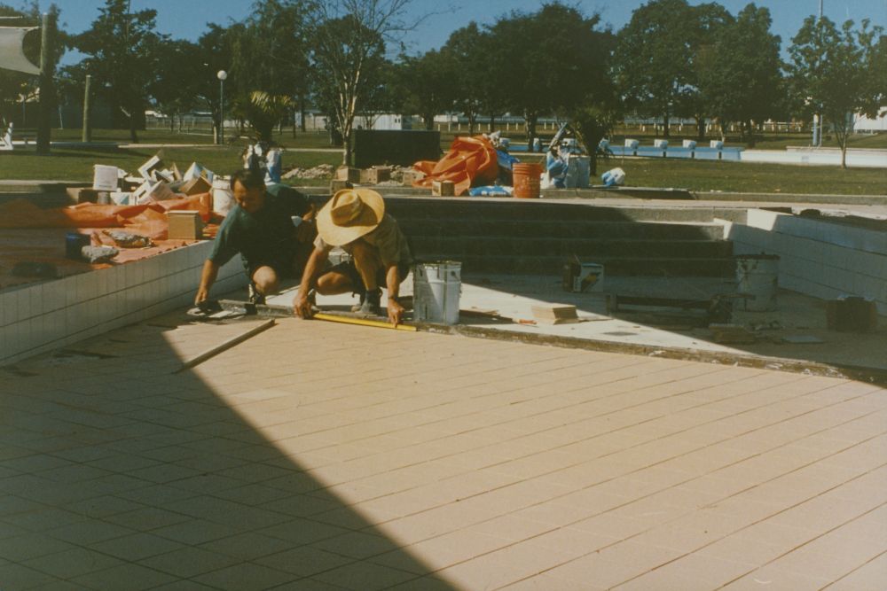 Construction work at Lawnton Swimming Pool, Gympie Road Lawnton, ca. 1990