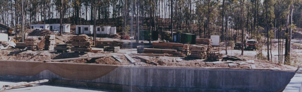 Panoramic view of early construction of Albany Creek Leisure Centre, ca. 1995