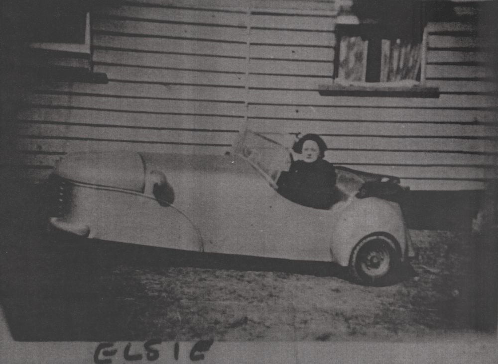 Elsie Patrick in the Golden Casket Art Union first prize car she won