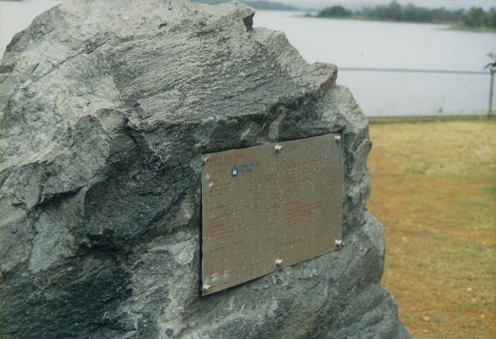 North Pine Dam, site of North Pine Dam Statistics plaque