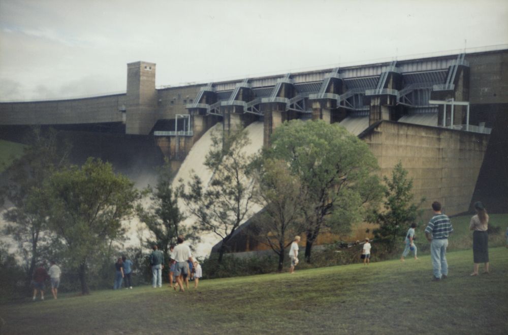 North Pine Dam floodgates opened after heavy rain, 1996