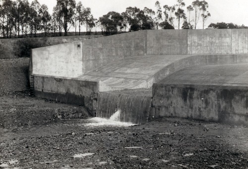 Spillway at Sideling Creek Dam, ca. 1970