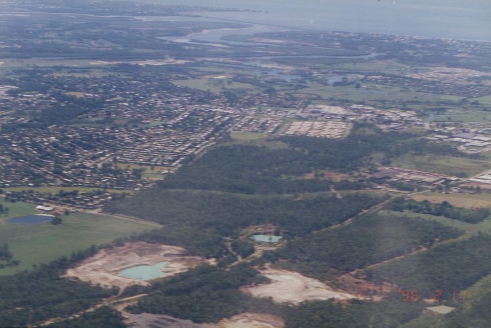 Aerial view of quarries operations on Kremzow Road Warner (corner Old North Road), 1996