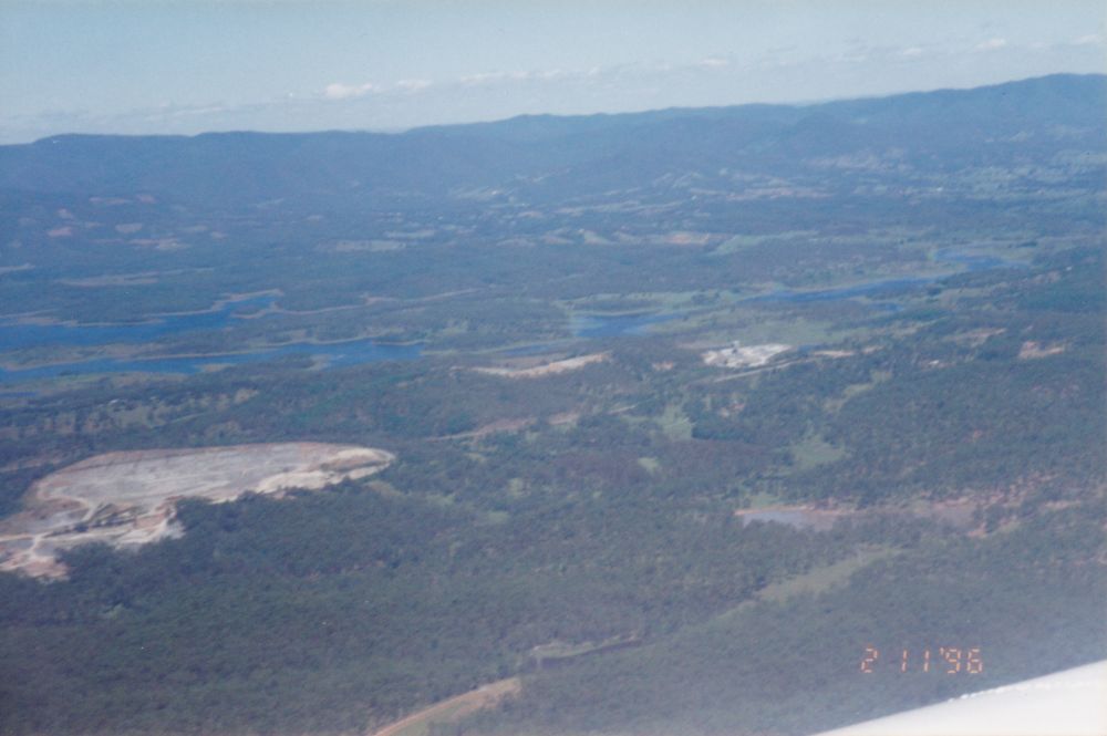Aerial view of the Boral quarry operations at Whiteside, 1996