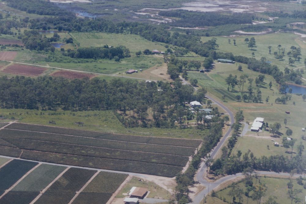 Aerial view over pineapple farm on Brays Road Griffin, 1996
