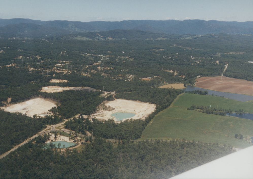 Aerial view of quarries operations on Kremzow Road Warner (corner Old North Road), 1996