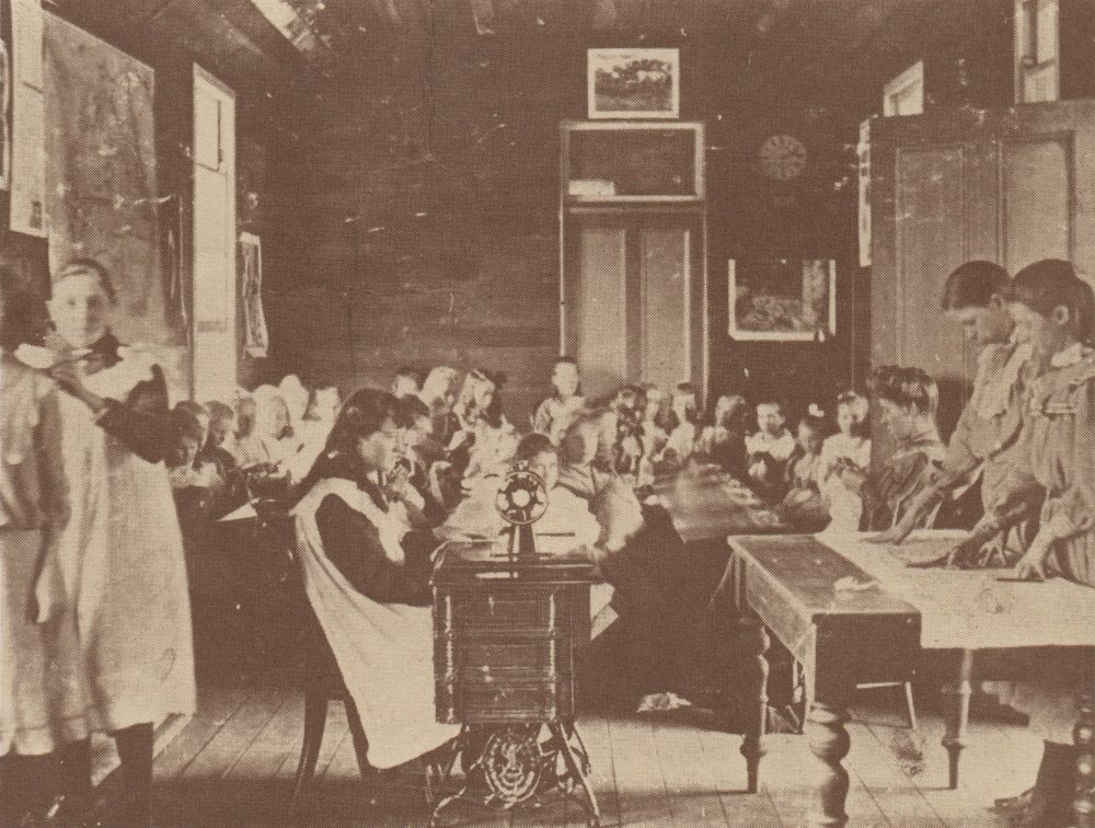 Sewing class at Terrors Creek Provisional School No. 191, 1874