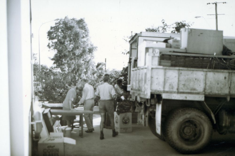 Collecting for Charleville (Qld.) Flood Relief Fund, October 1990
