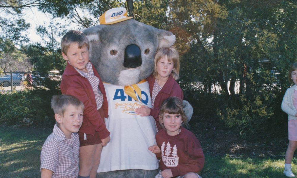 4KQ Koala visiting the Strathpine West State School, ca. 1993