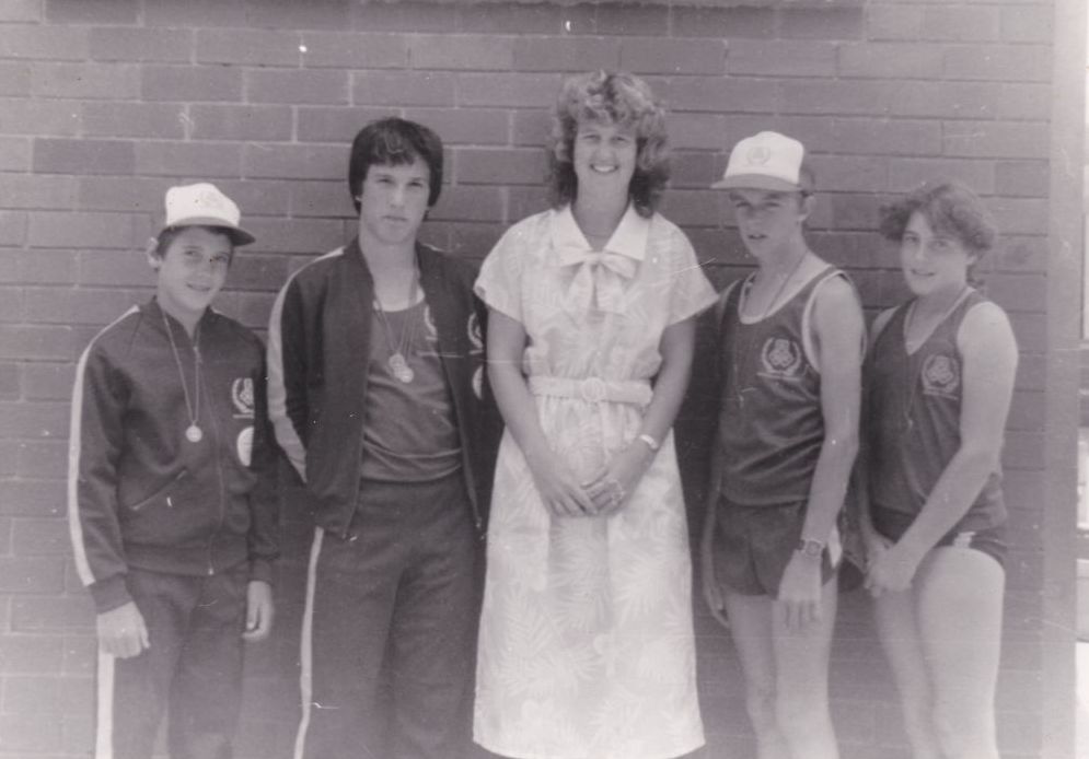 Students with a teacher from Pine Rivers State High School, ca. 1980s