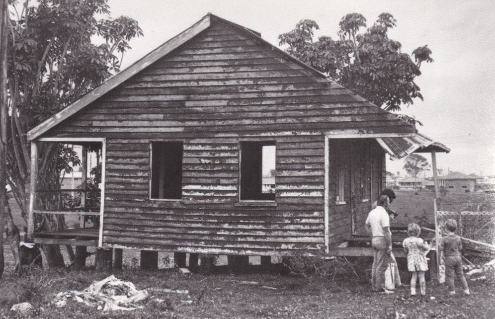Normanby Distillery office building at Strathpine in disrepair, 1974