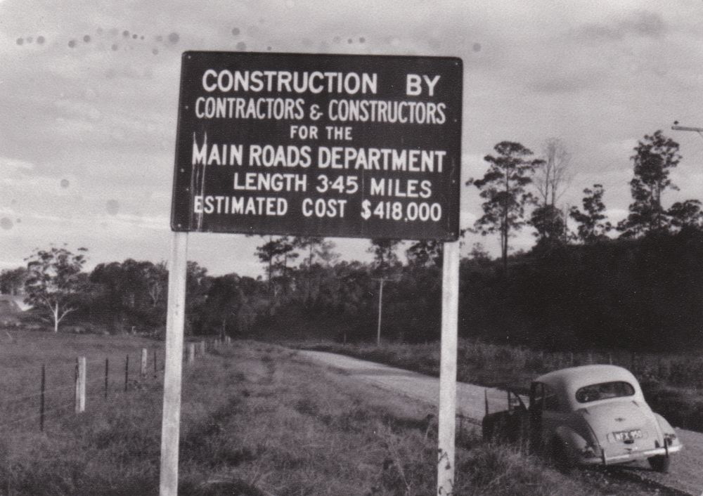 Road construction sign (possibly Lawnton), ca. late 1960s