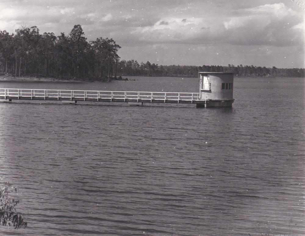 Inlet tower at Lake Kurwongbah, ca. 1960s