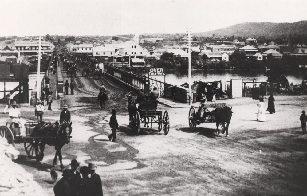 Early view of North Quay and Victoria Bridge, Brisbane, ca. 1884