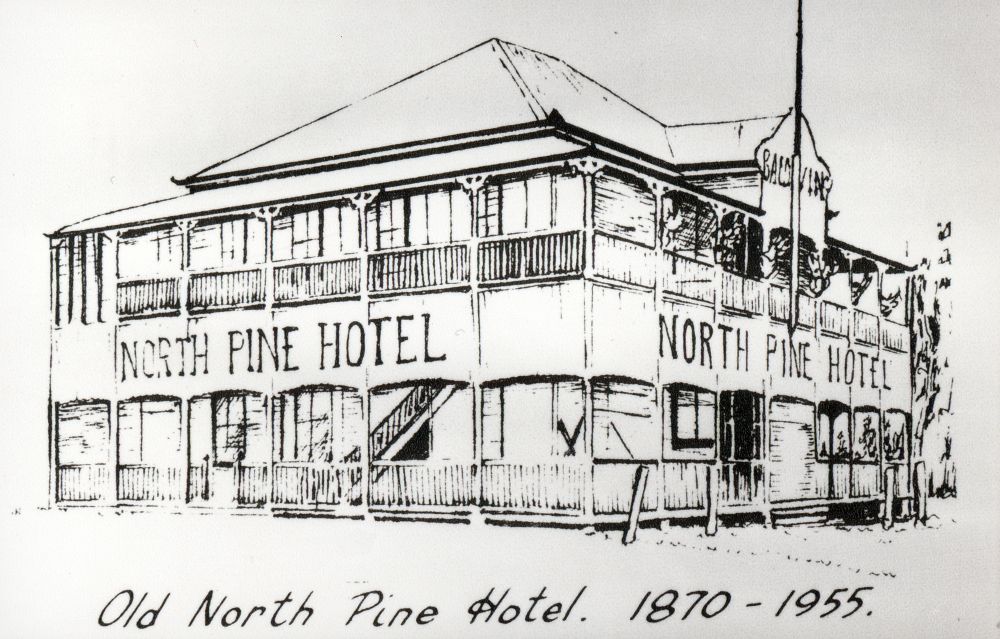 Photograph of a sketch of the North Pine Hotel