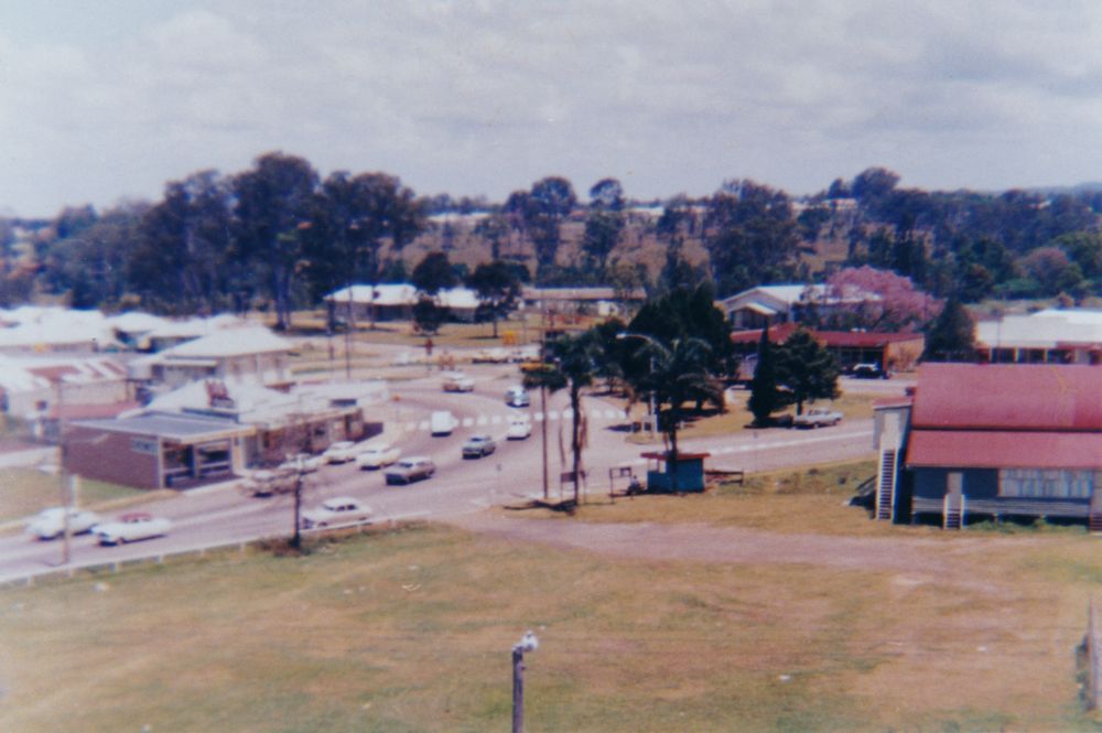 View of Petrie township taken from the drill tower at the Pine Rivers Fire Brigade Headquarters, 1970s