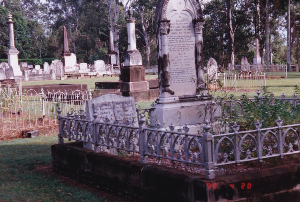 Graves of William and Ellen Nugent at the Lawnton Cemetery, 1998