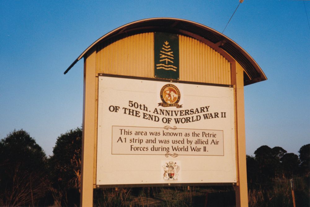World War 2 (WWII) memorial commemorating the Petrie A1 Airstrip, Lawnton