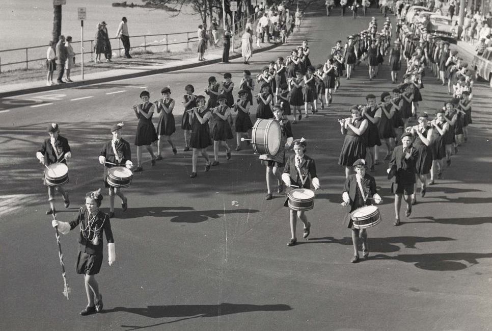 St. Bernadette's Convent Fife Band marching