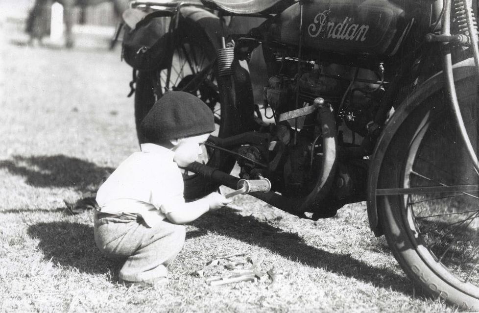 Child with motor bike