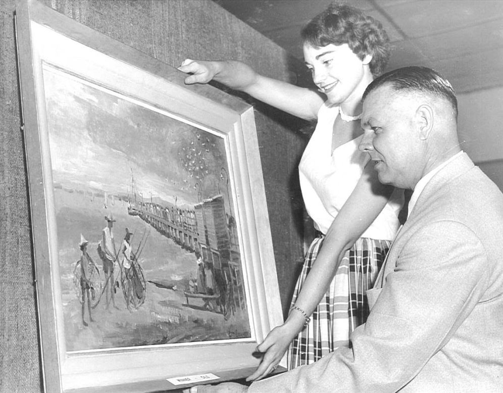 Admiring a work of art