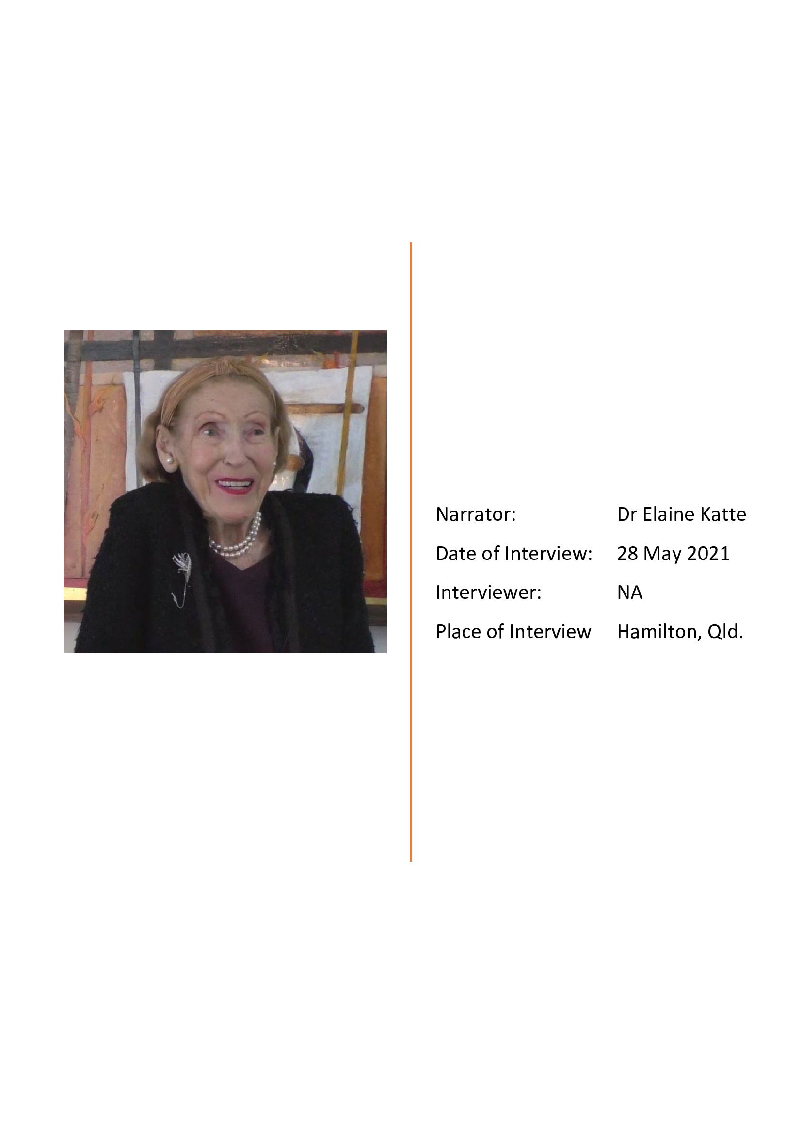 Dr Elaine Katte - Interviewed on 28 May 2021 - Transcript
