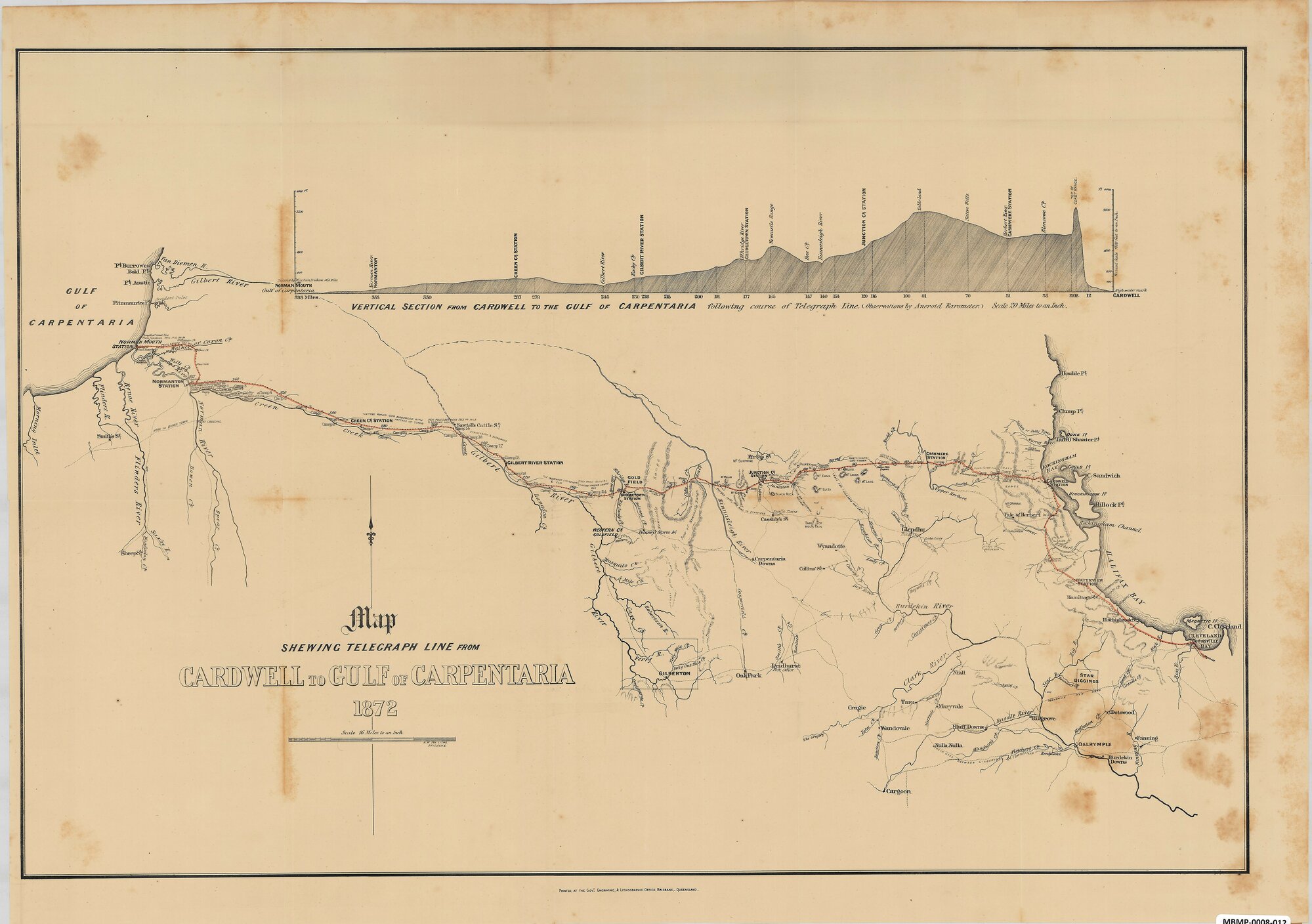 Queensland, Telegraph line from Cardwell to the Gulf of Carpentaria, 1872