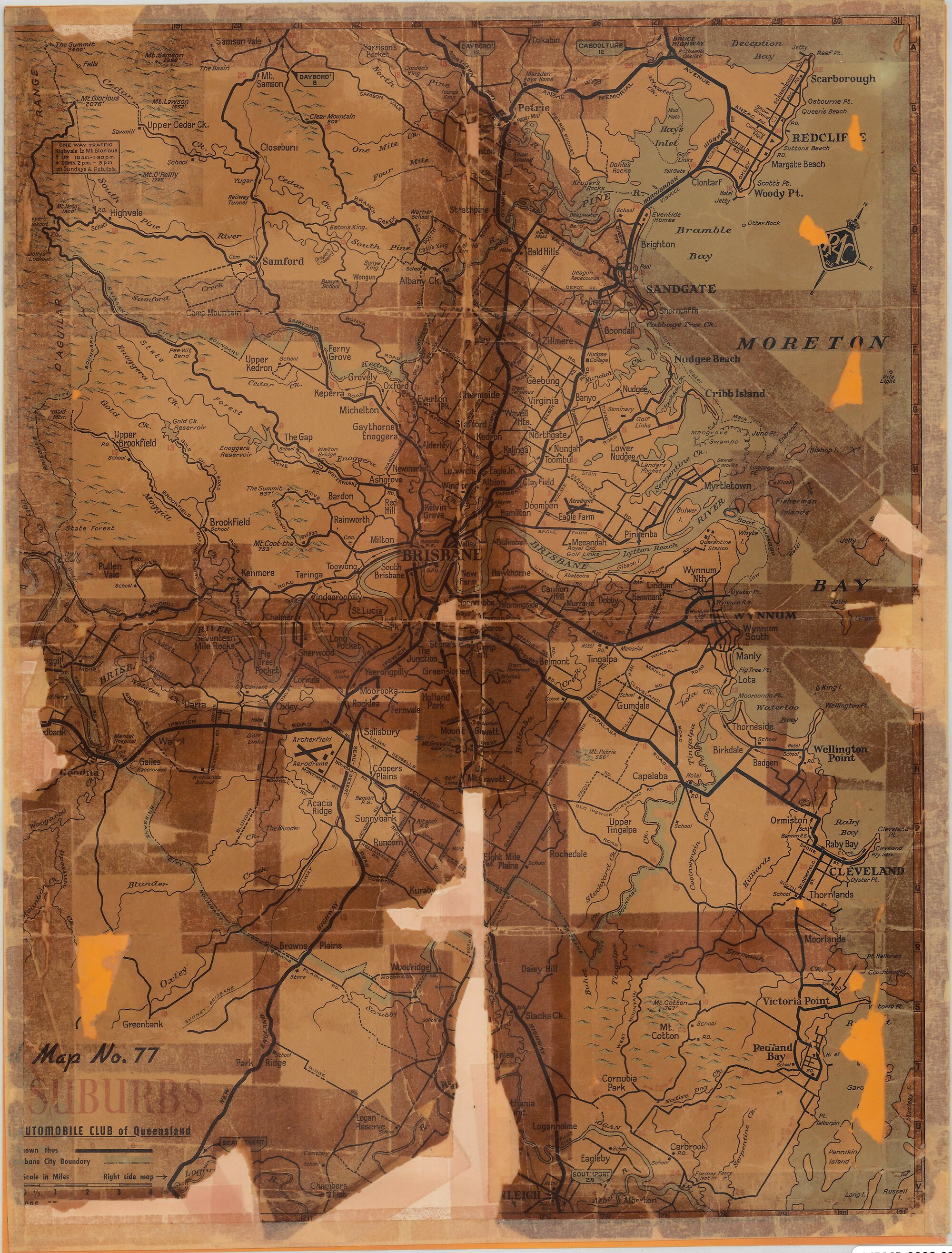 Queensland, Gregory's Road Map No.77 Brisbane and Suburbs (right side of map)