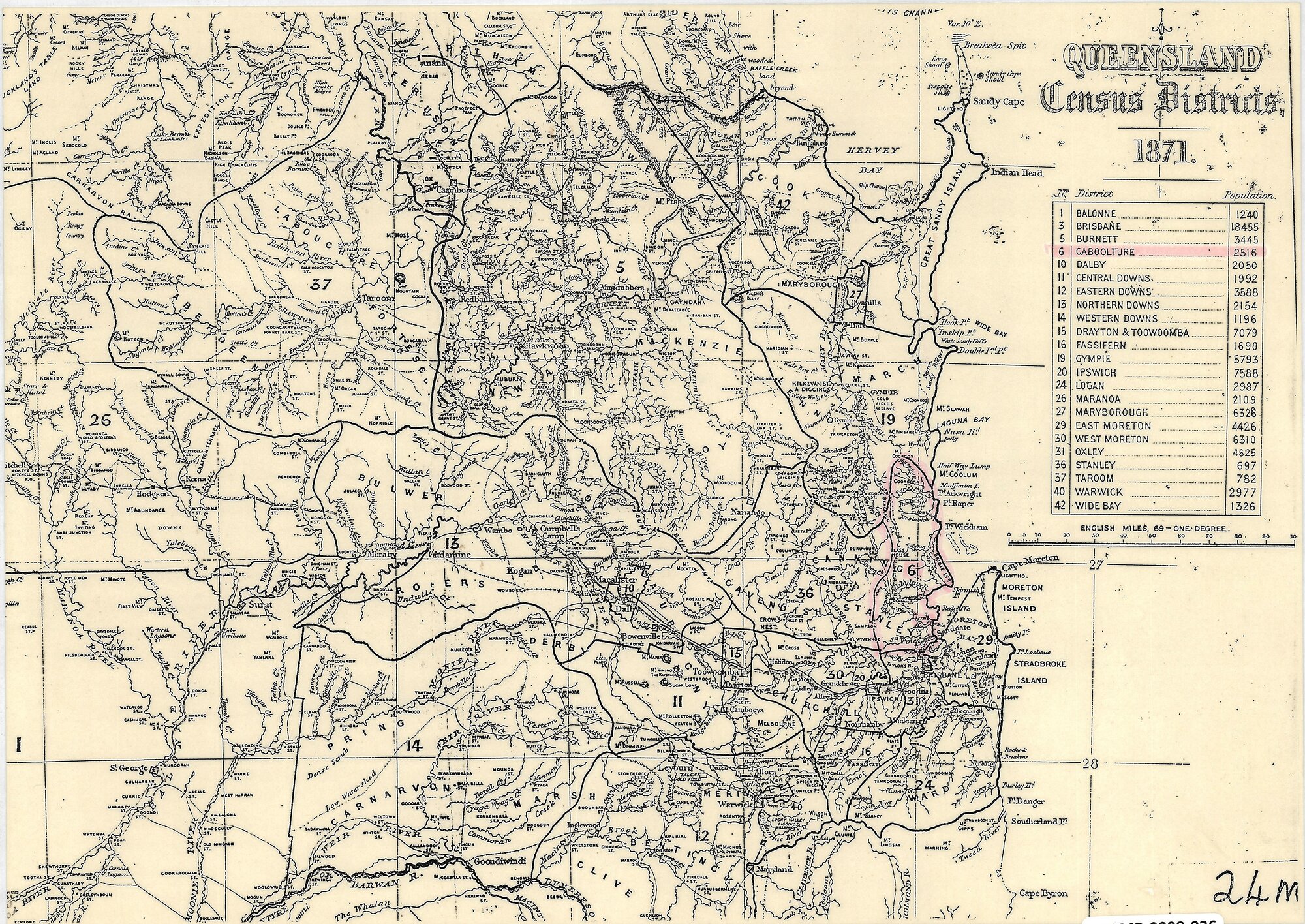 Queensland, Queensland Census Districts 1871 (Part - South East Queensland)