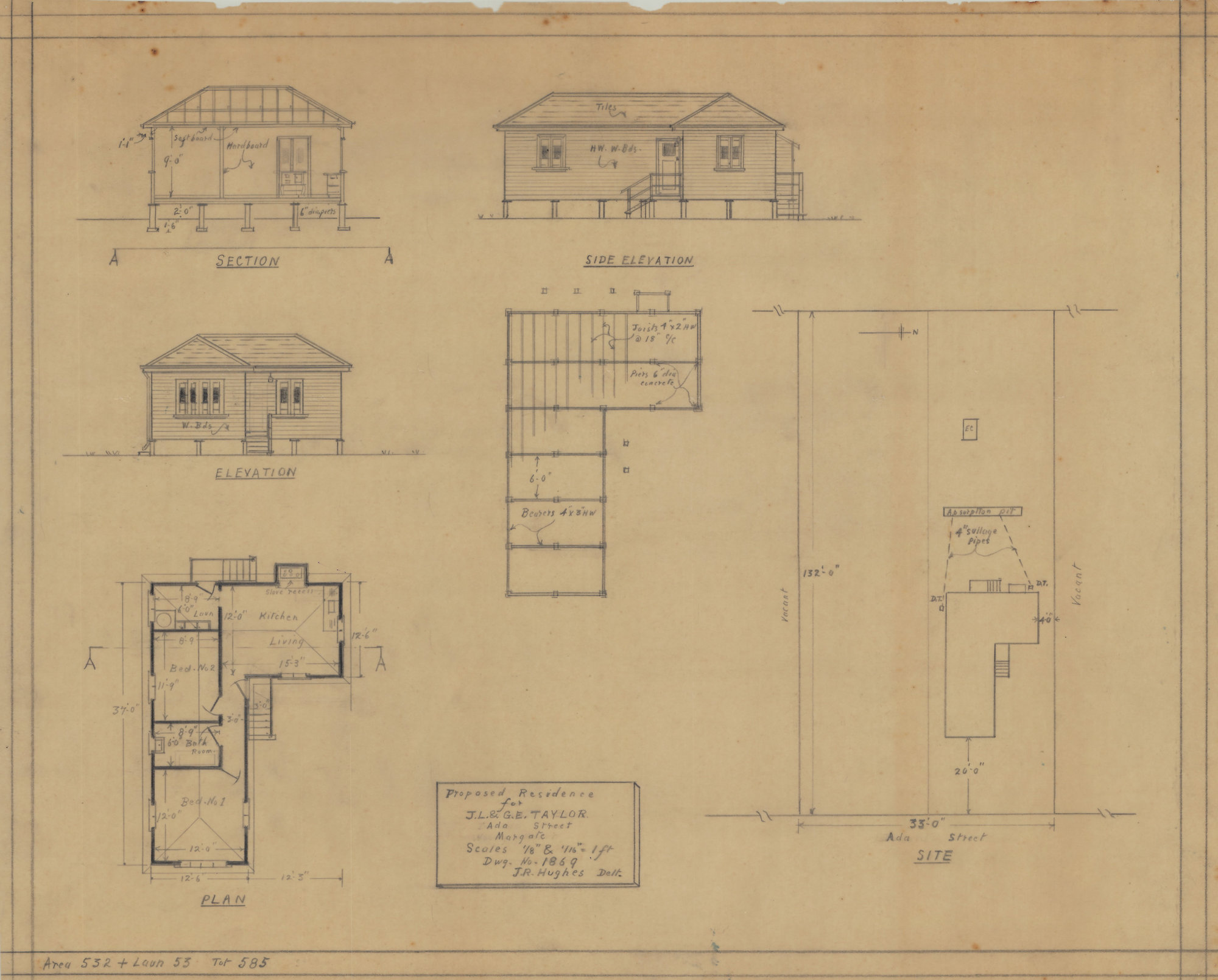 Building and Site Plan for J. L. &amp; G. E. Taylor - Ada Street Margate - Original