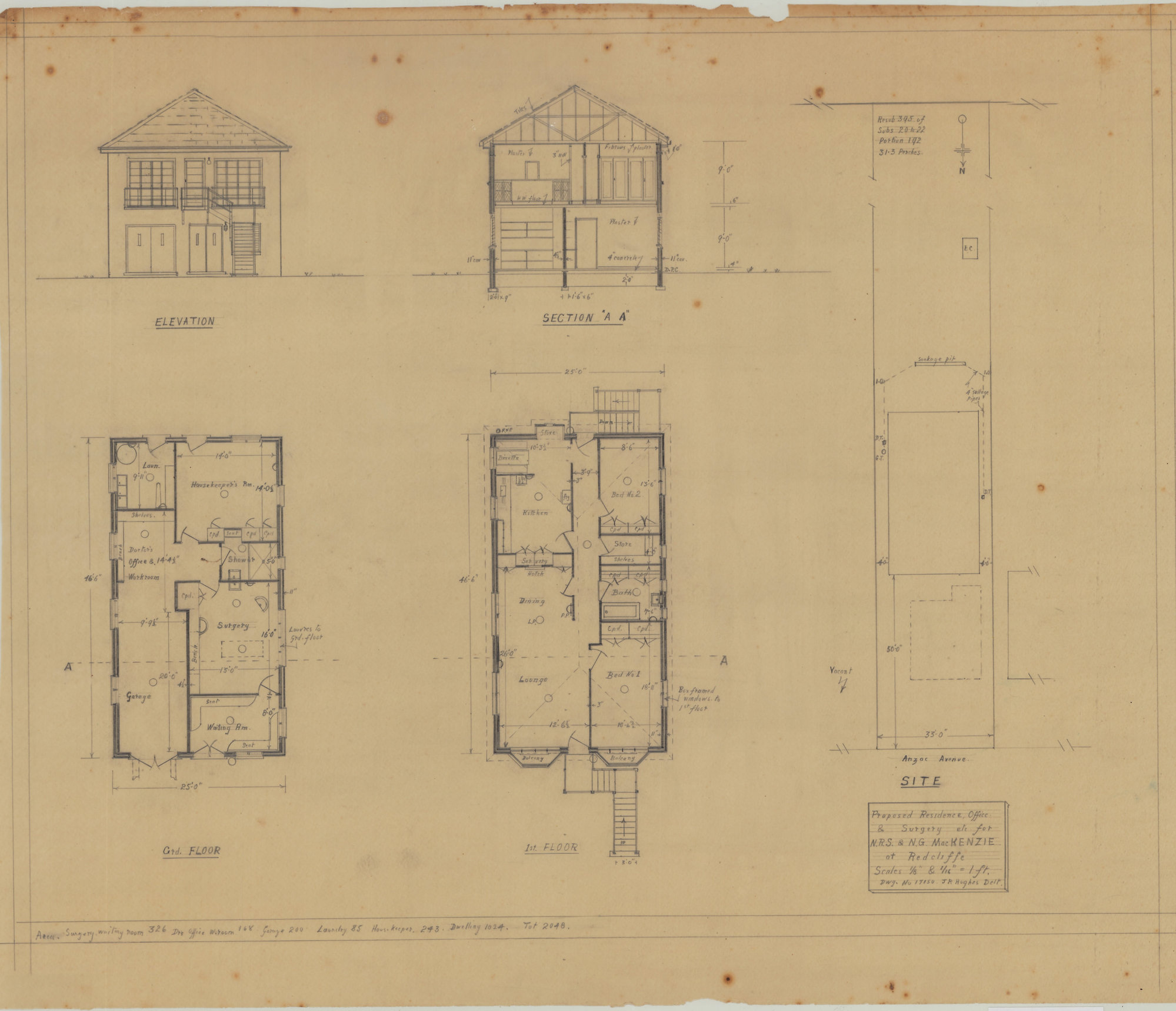 Building and Site Plan for N. R. S. &amp; N. G. MacKenzie - Anzac Avenue Redcliffe - Original