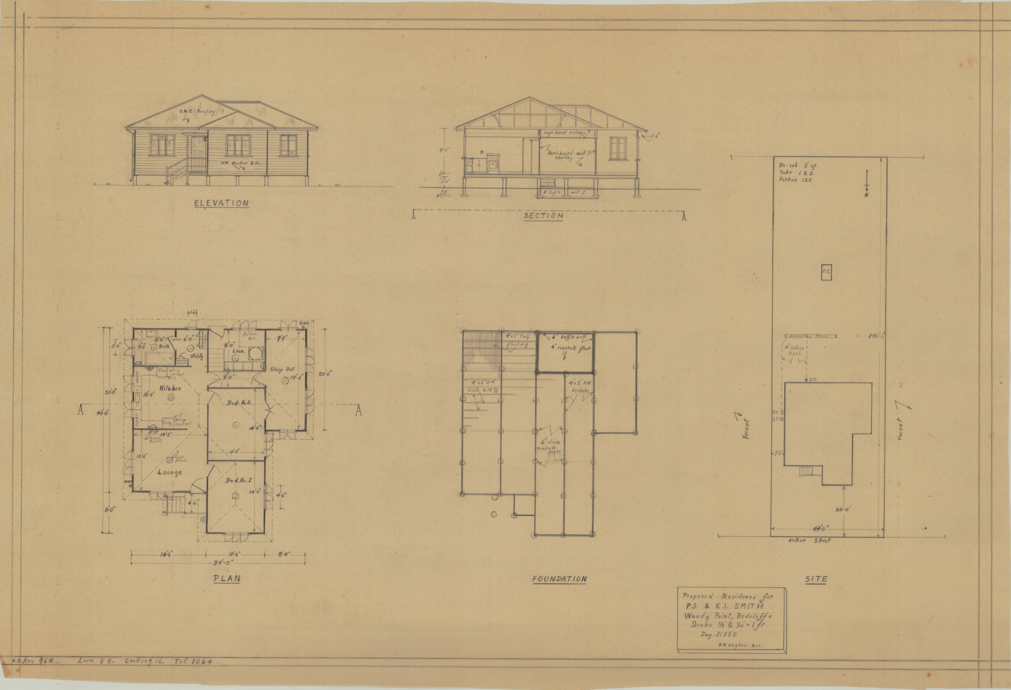 Building and Site Plan for P. S. &amp; E. I. Smith - Arthur Street Woody Point - Original