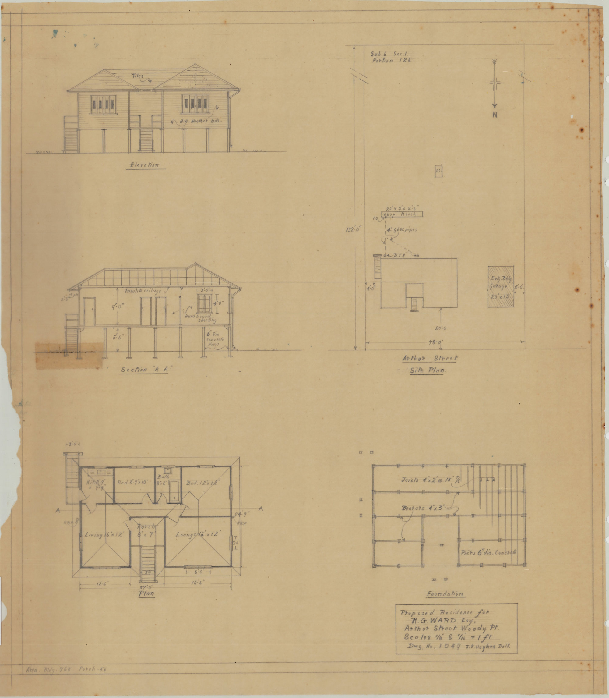 Building and Site Plan for R. G. Ward - Arthur Street Woody Point - Original
