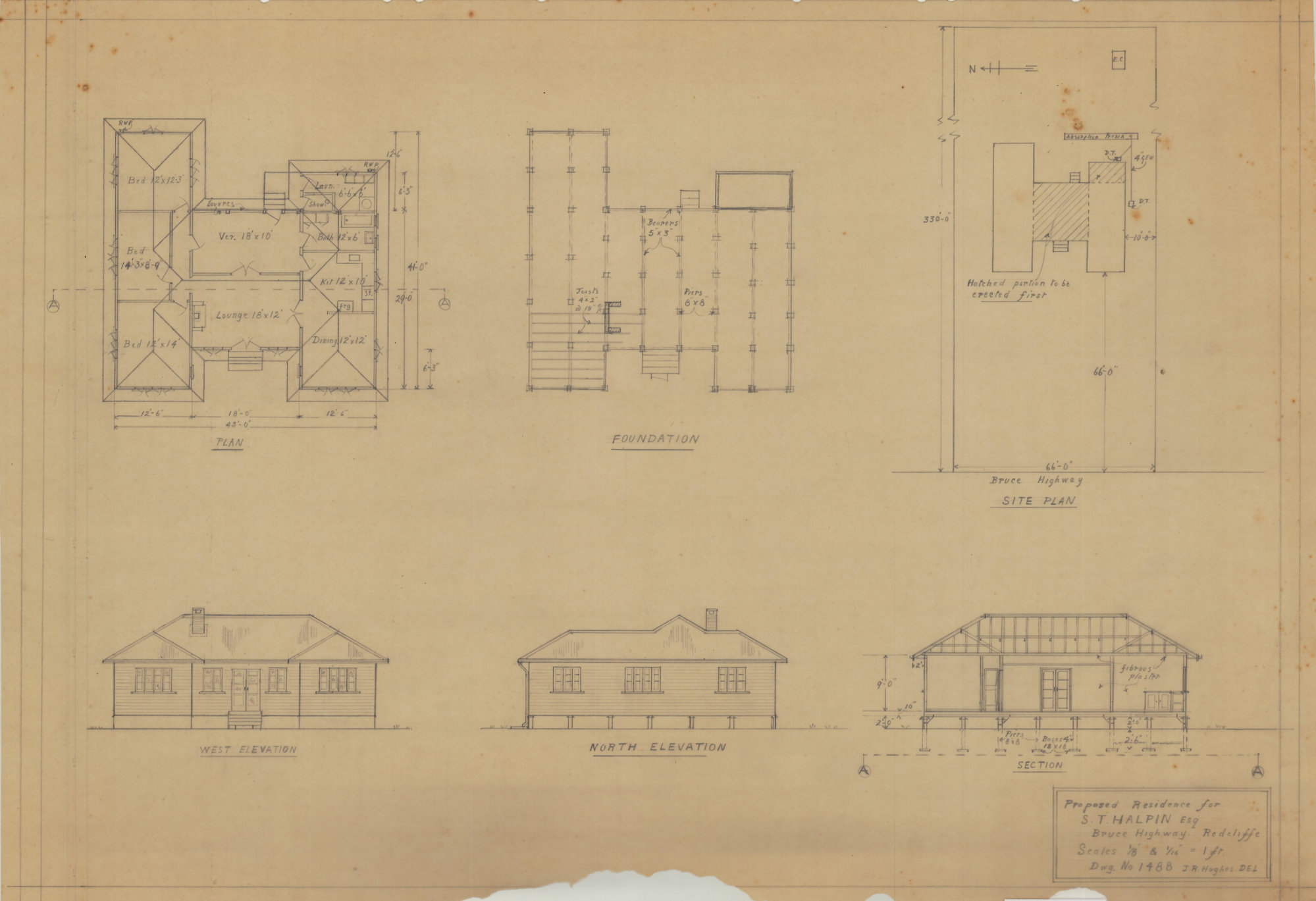 Building and Site Plan for S. T. Halpin - Bruce Highway Redcliffe - Original