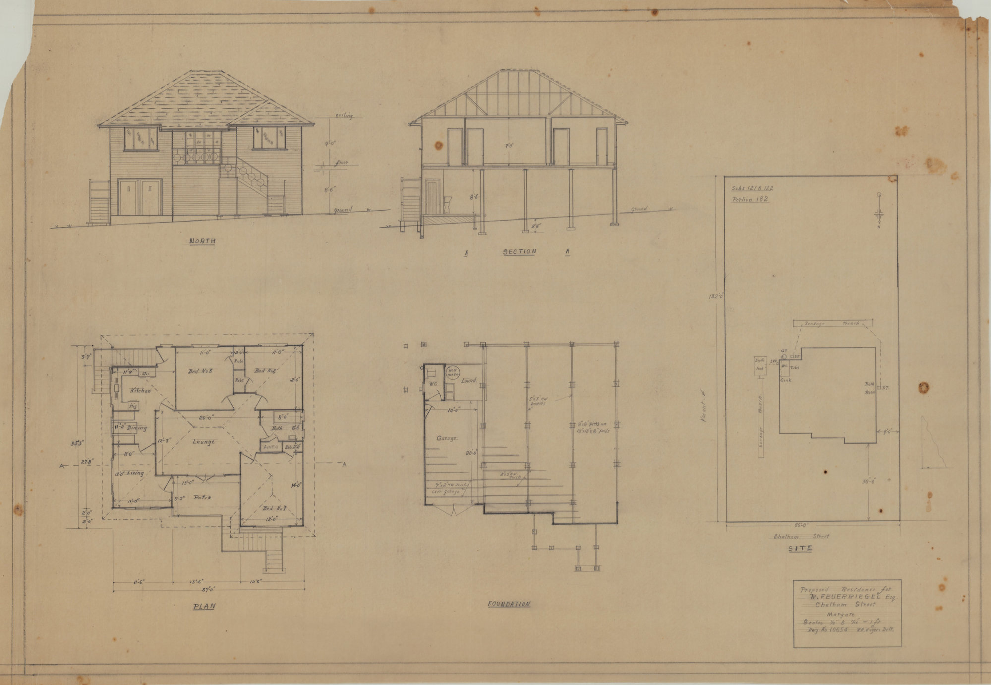Building and Site Plan for R. Feuerriegel - Chatham Street Margate - Original
