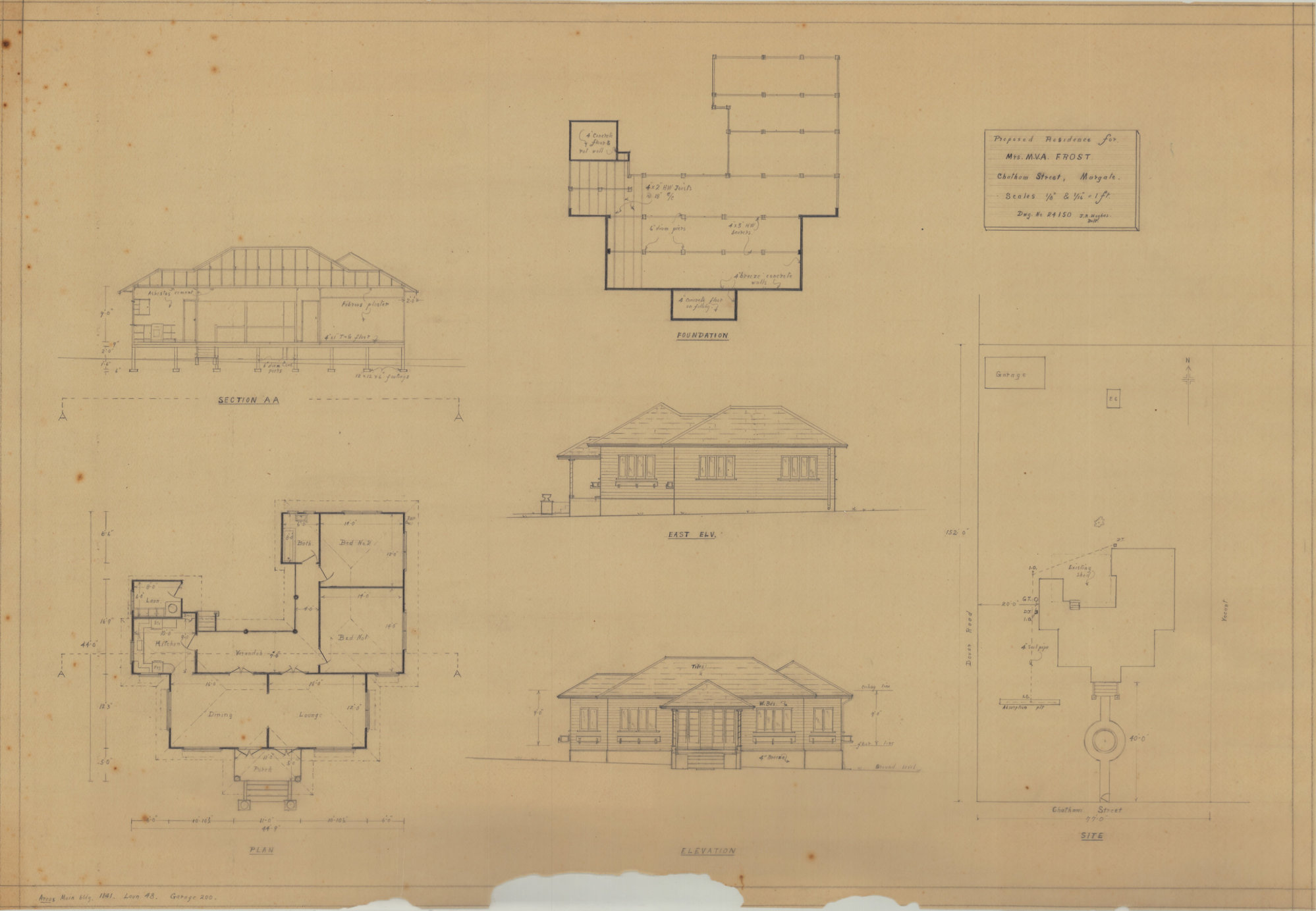 Building and Site Plan for Mrs M. V. A. Frost - Chatham Street Margate - Original