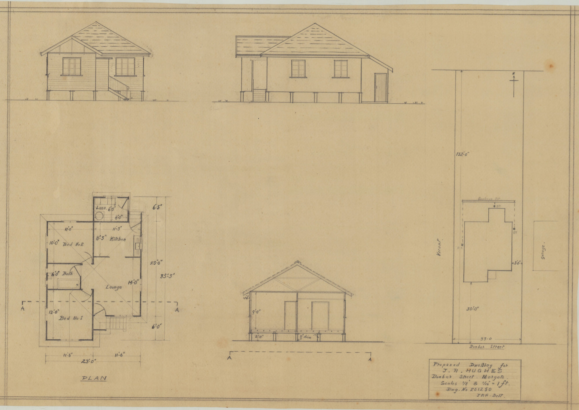 Building and Site Plan for J. R. Hughes - Dunbar Street Margate - Original