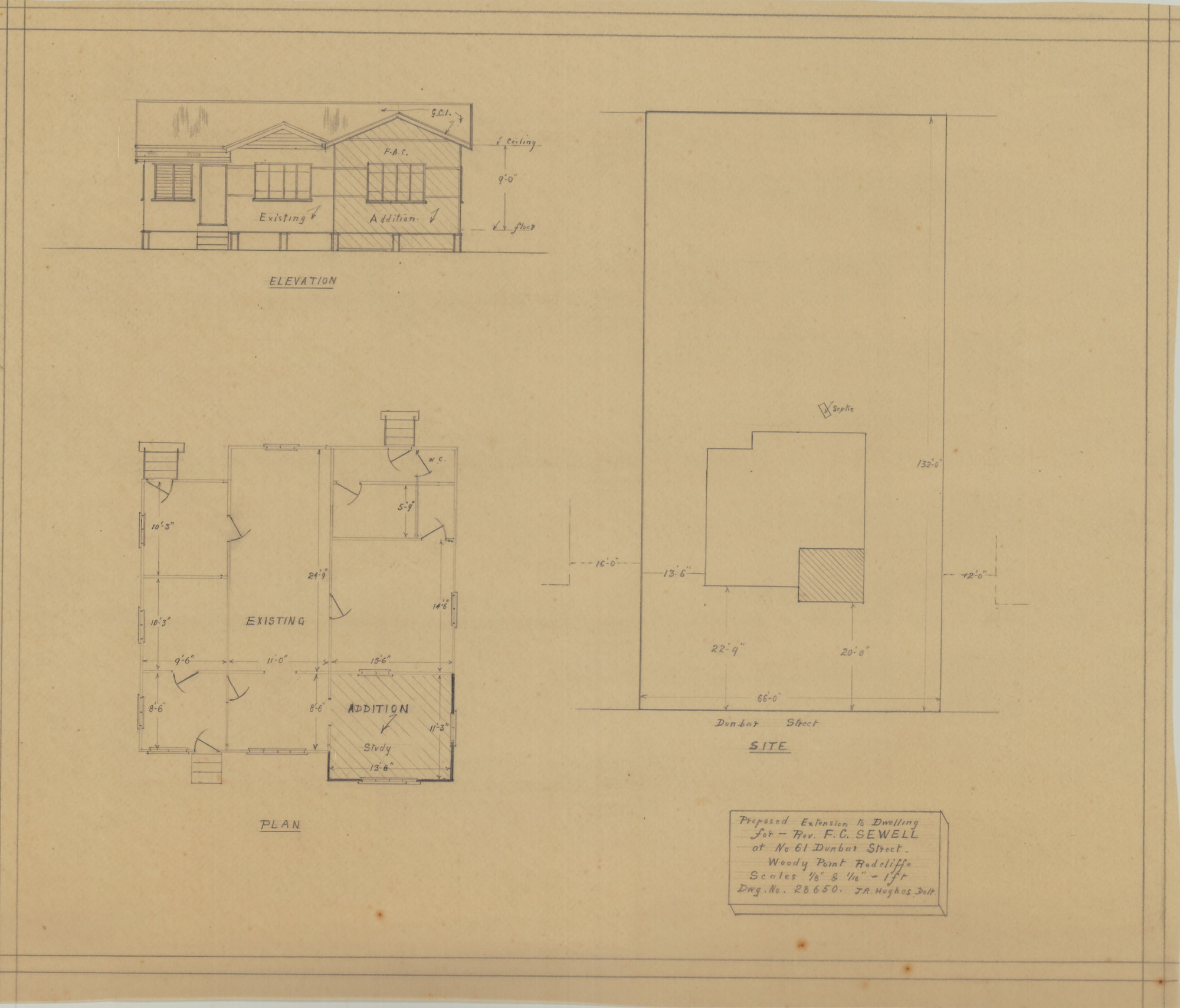 Building and Site Plan for Reverend F. C. Sewell - 61 Dunbar Street Woody Point - Original