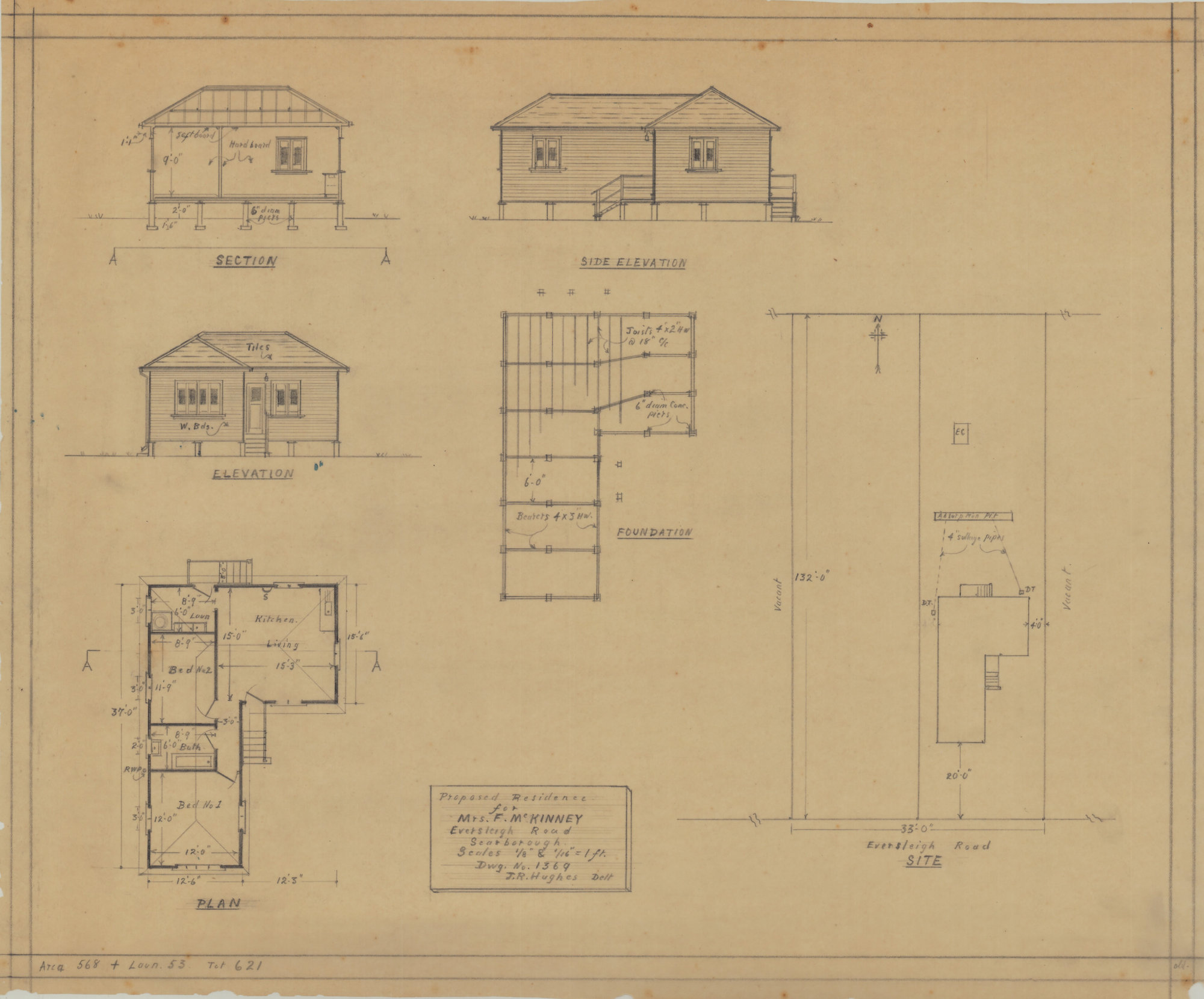 Building and Site Plan for Mrs F. McKinney - Eversleigh Road Scarborough - Original