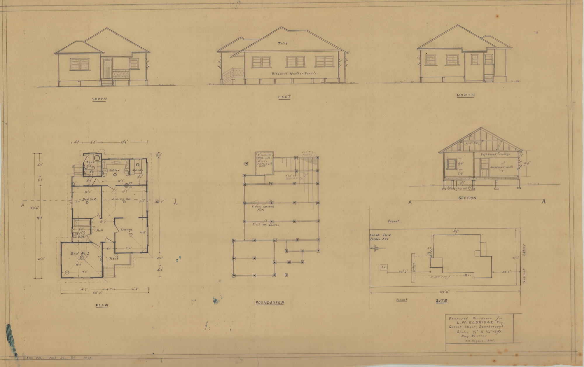 Building and Site Plan for L. W. Eldridge - Garnet Street Scarborough - Original