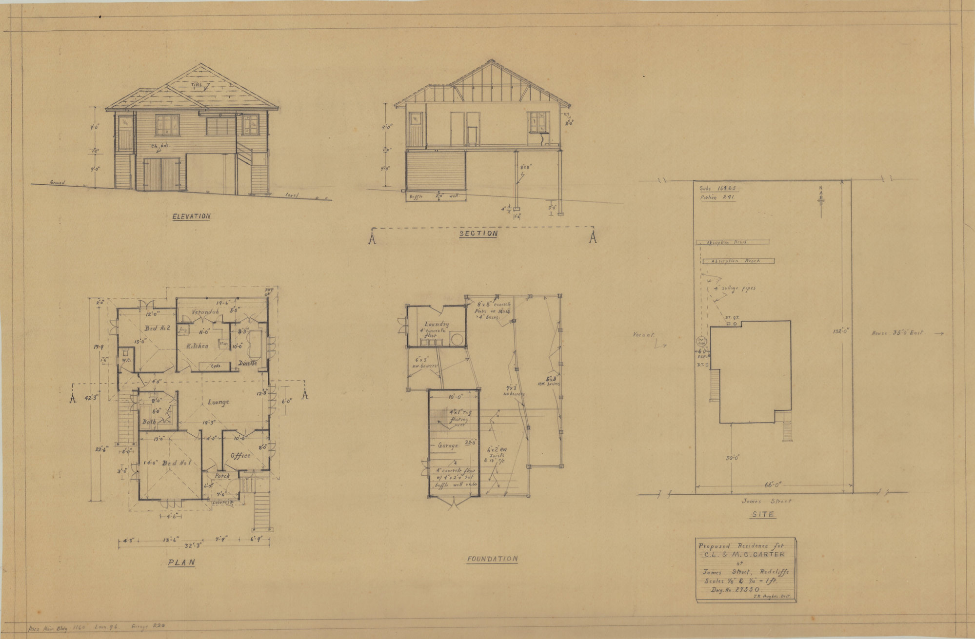 Building and Site Plan for C. L. &amp; M. C. Carter - James Street Redcliffe - Original